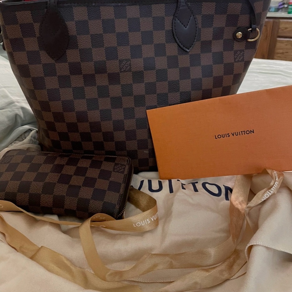 Louis Vuitton Damier Ebene Shoulder Bag and Wallet Set